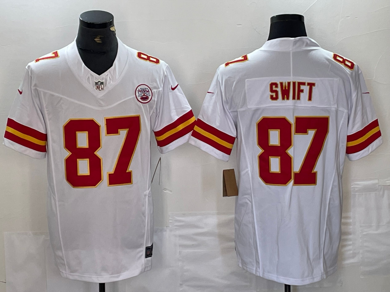 Men's Kansas City Chiefs Taylor Swift White Game Player Jersey