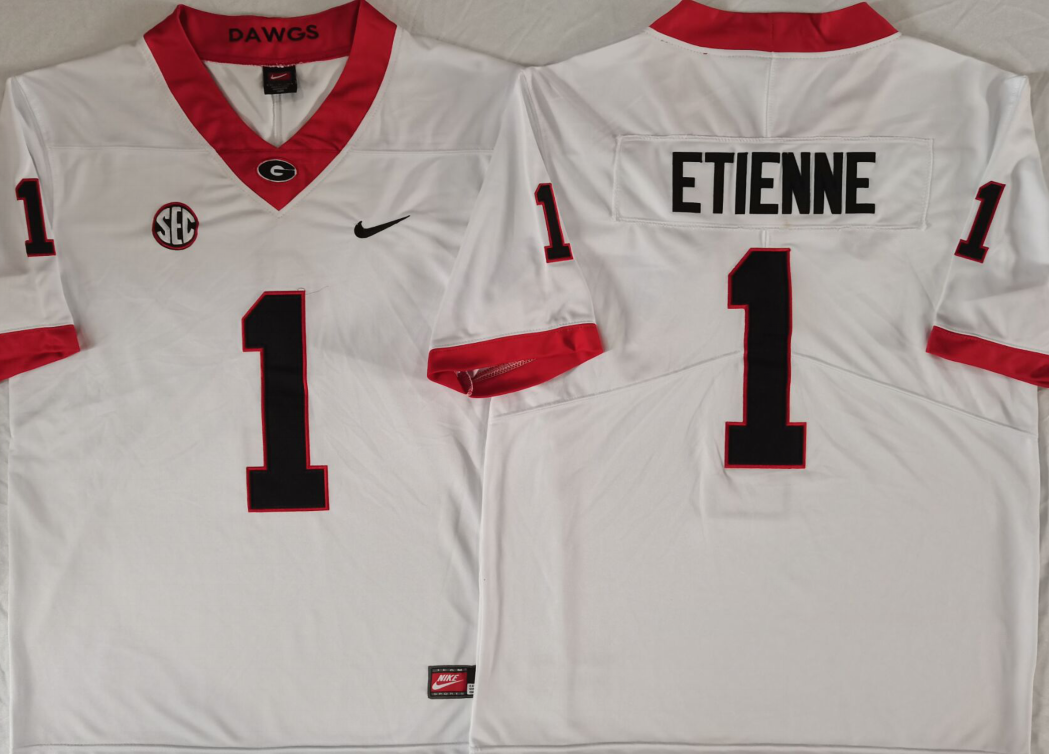 Men's Georgia Bulldogs Trevor Etienne White Game Jersey
