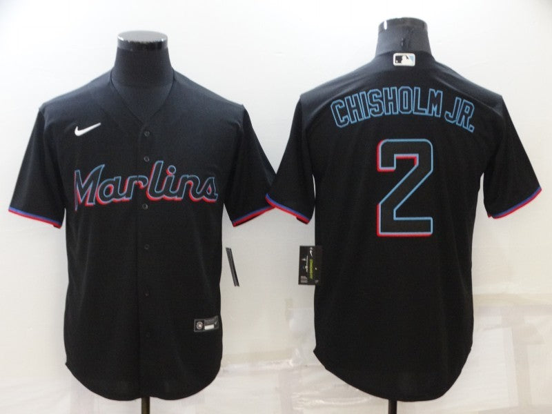 Men's Miami Marlins Jazz Chisholm Jr. Black Replica Baseball Jersey
