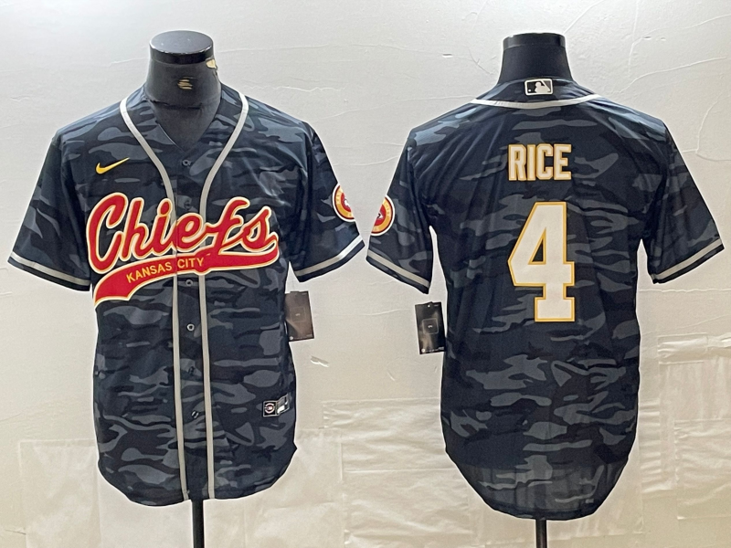 Men's Kansas City Chiefs Rashee Rice Grey Camouflage Player Jersey Joint Edition