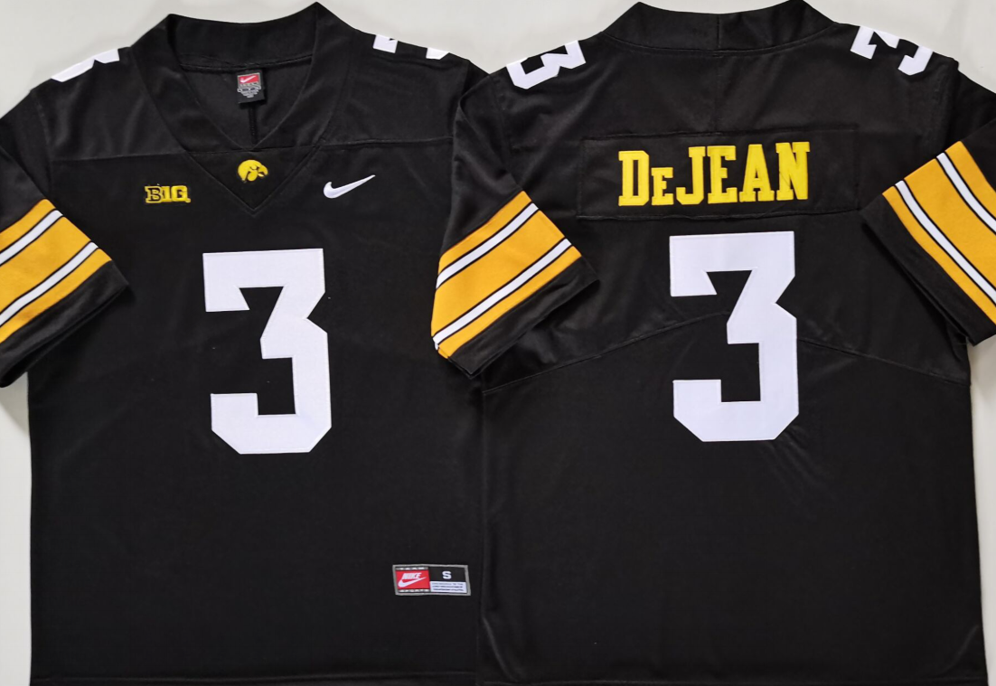Men's Iowa Hawkeyes Cooper DeJean Black Player Game Jersey