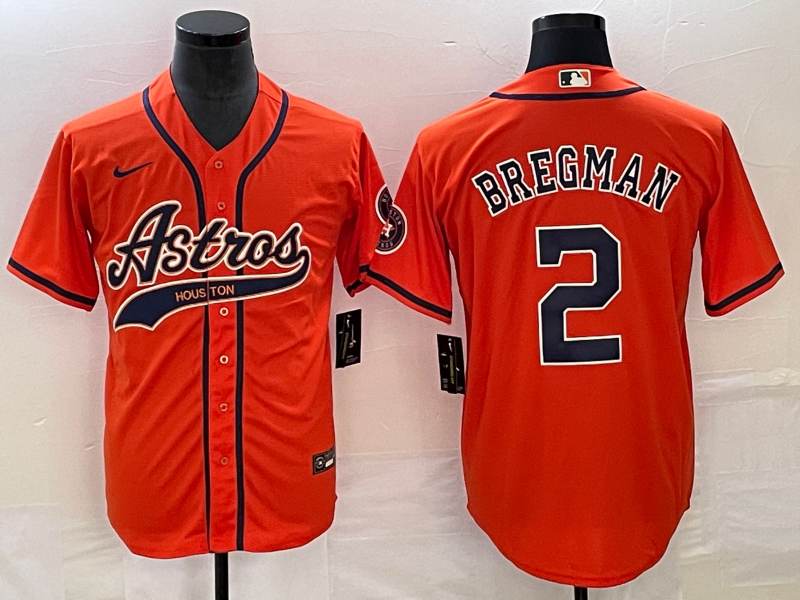 Men's Houston Astros Alex Bregman Orange Replica Jersey Joint Edition