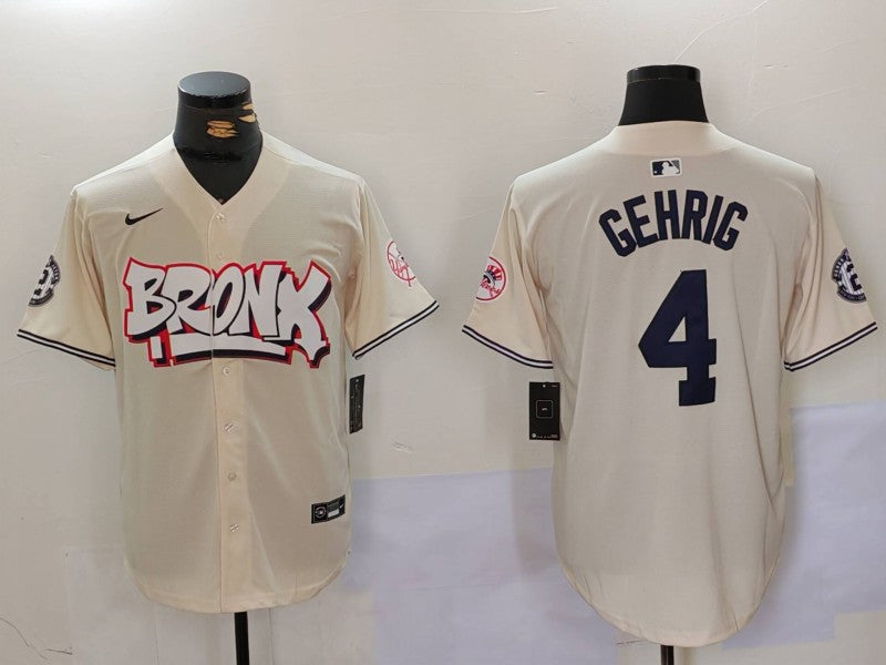 Men's New York Yankees Lou Gehrig Cream Limited Player Jersey