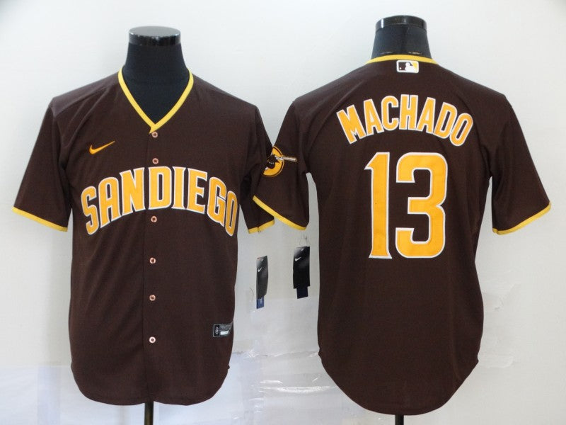 Men's San Diego Padres Manny Machado Brown Stitched Jersey