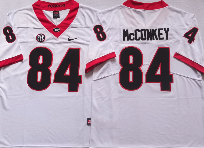 Men's Georgia Bulldogs Ladd McConkey White Player Game Jersey