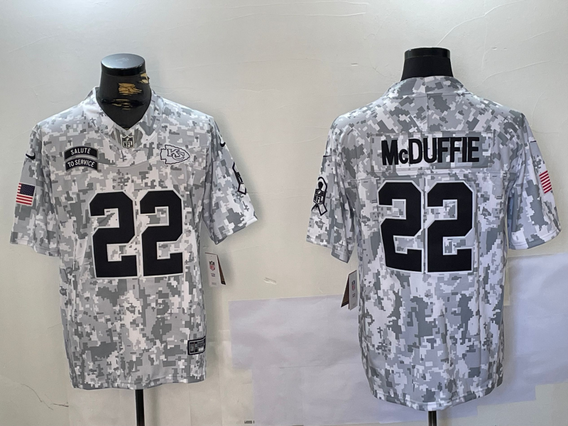 Men's Kansas City Chiefs Trent McDuffie Arctic Camo 2024 Salute to Service Limited Jersey