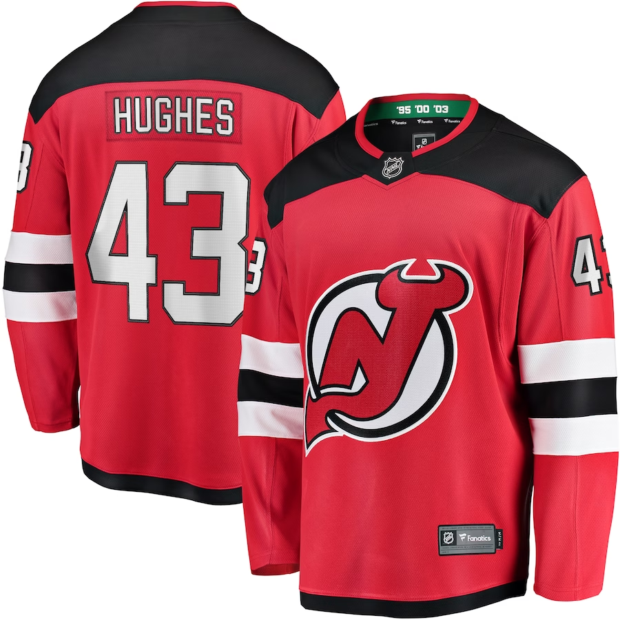 Men's New Jersey Devils Jack Hughes Red Player Game Jersey