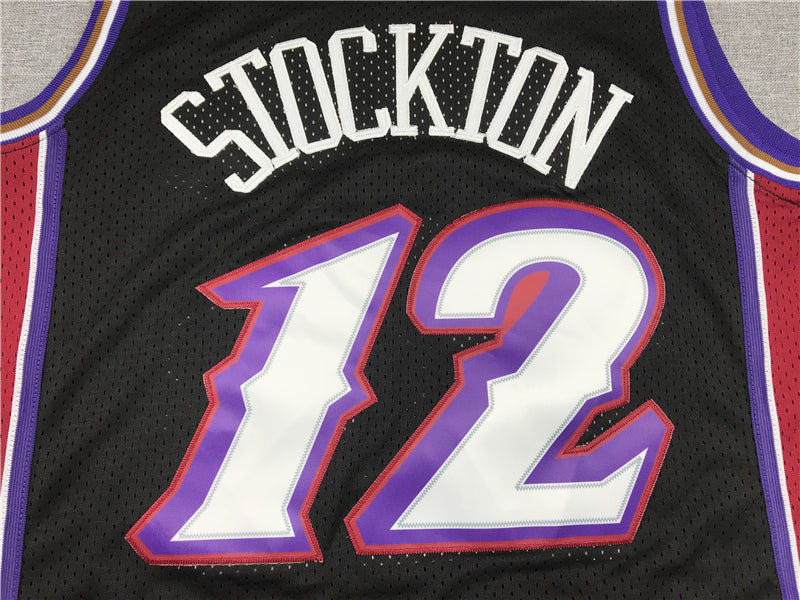 Men's Utah Jazz John Stockton Black 1998-99 Hardwood Classics Swingman Jersey