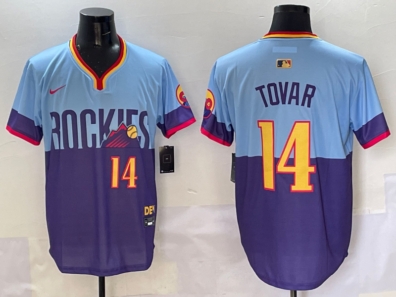 Men's Colorado Rockies Ezequiel Tovar Purple/Light Blue 2025 City Connect Limited Player Jersey