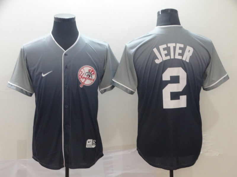 Men's New York Yankees Derek Jeter Gray Stitched Jersey