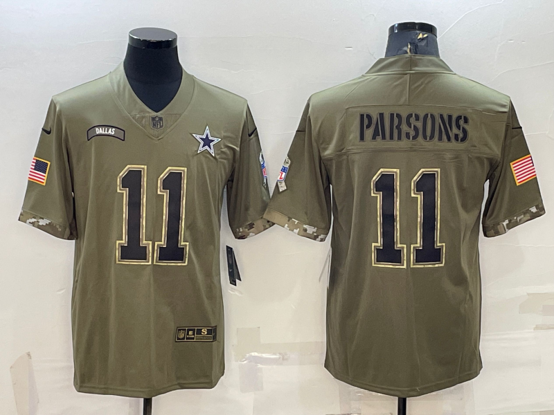 Men's Dallas Cowboys Micah Parsons Olive 2022 Salute To Service Limited Jersey