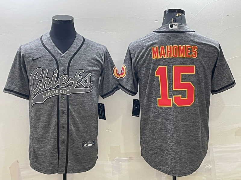 Men's Kansas City Chiefs Patrick Mahomes Grey Game Jersey Joint Edition
