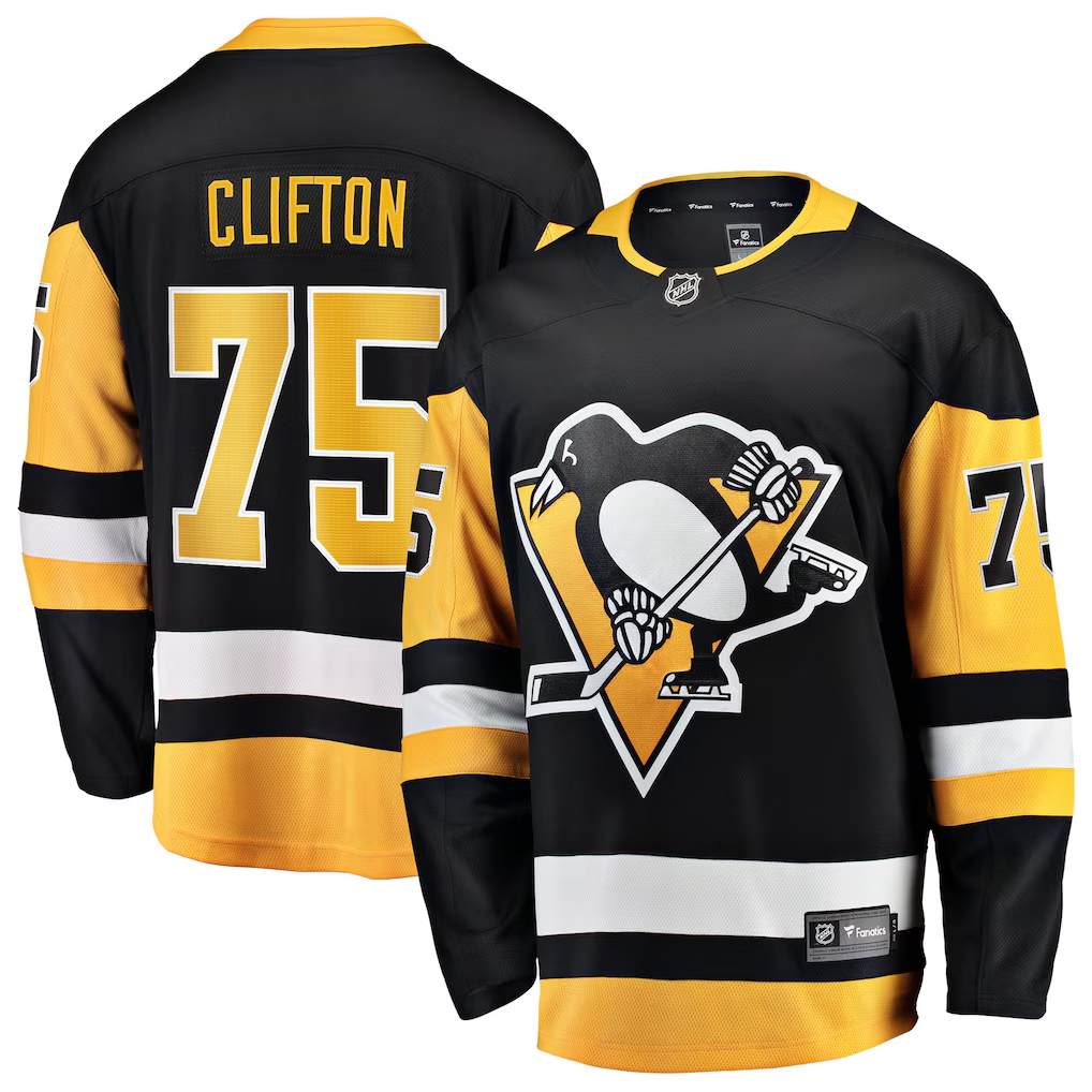 Men's Pittsburgh Penguins Connor Clifton Fanatics Black Home Breakaway Jersey