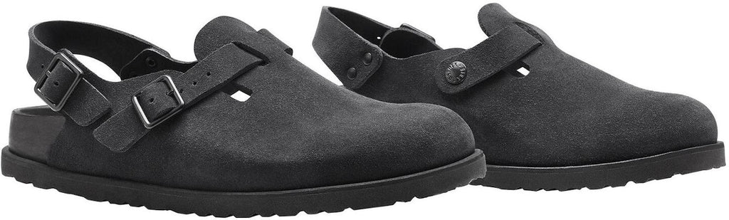 Birkenstock 1774 IV Tokio 1025897 Black Suede Leather Covered-Toe Slippers