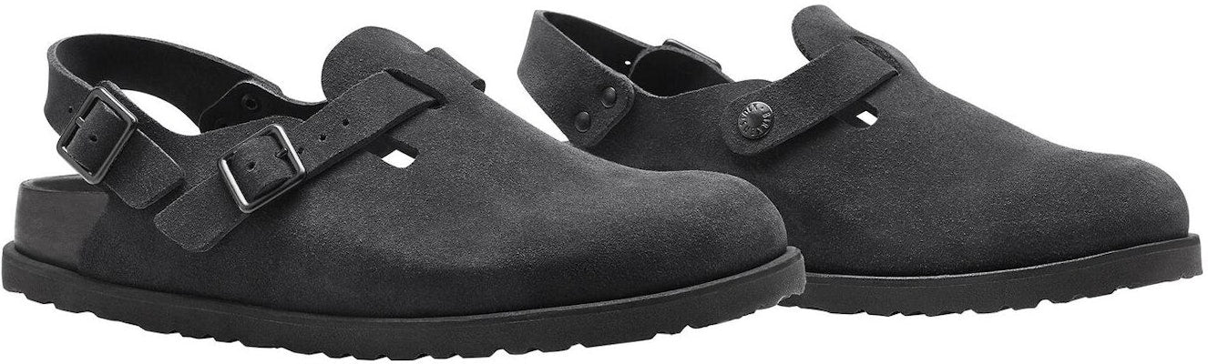 Birkenstock 1774 IV Tokio 1025897 Black Suede Leather Covered-Toe Slippers