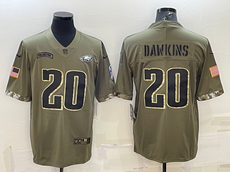 Men's Philadelphia Eagles Brian Dawkins Olive 2022 Salute To Service Limited Jersey