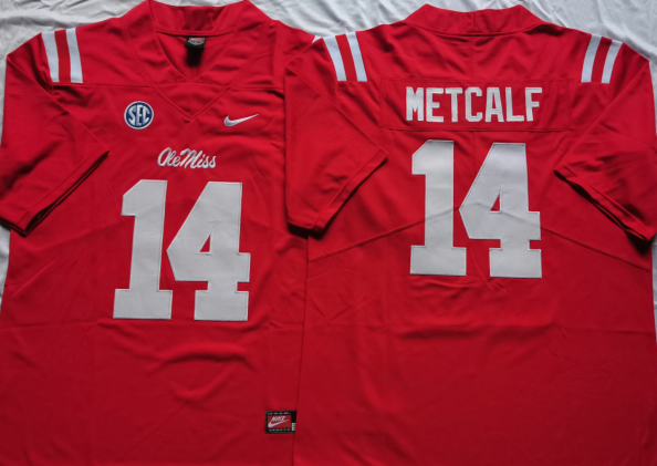 Men's Ole Miss Rebels DK Metcalf Red Player Game Jersey