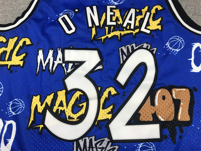 Men's Orlando Magic Shaquille O'Neal Blue Swingman Graffiti Edition Jersey