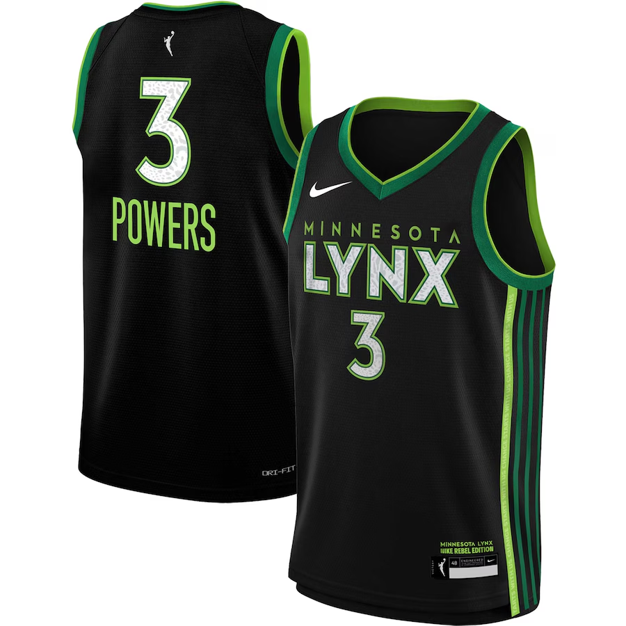 Men's Minnesota Lynx Aerial Powers Black 2023 Rebel Edition Victory Player Jersey