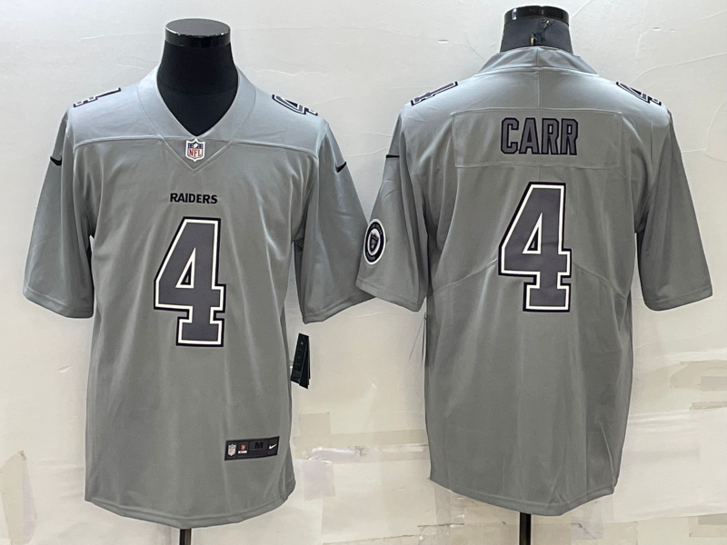 Men's Las Vegas Raiders Derek Carr Gray Atmosphere Fashion Game Jersey