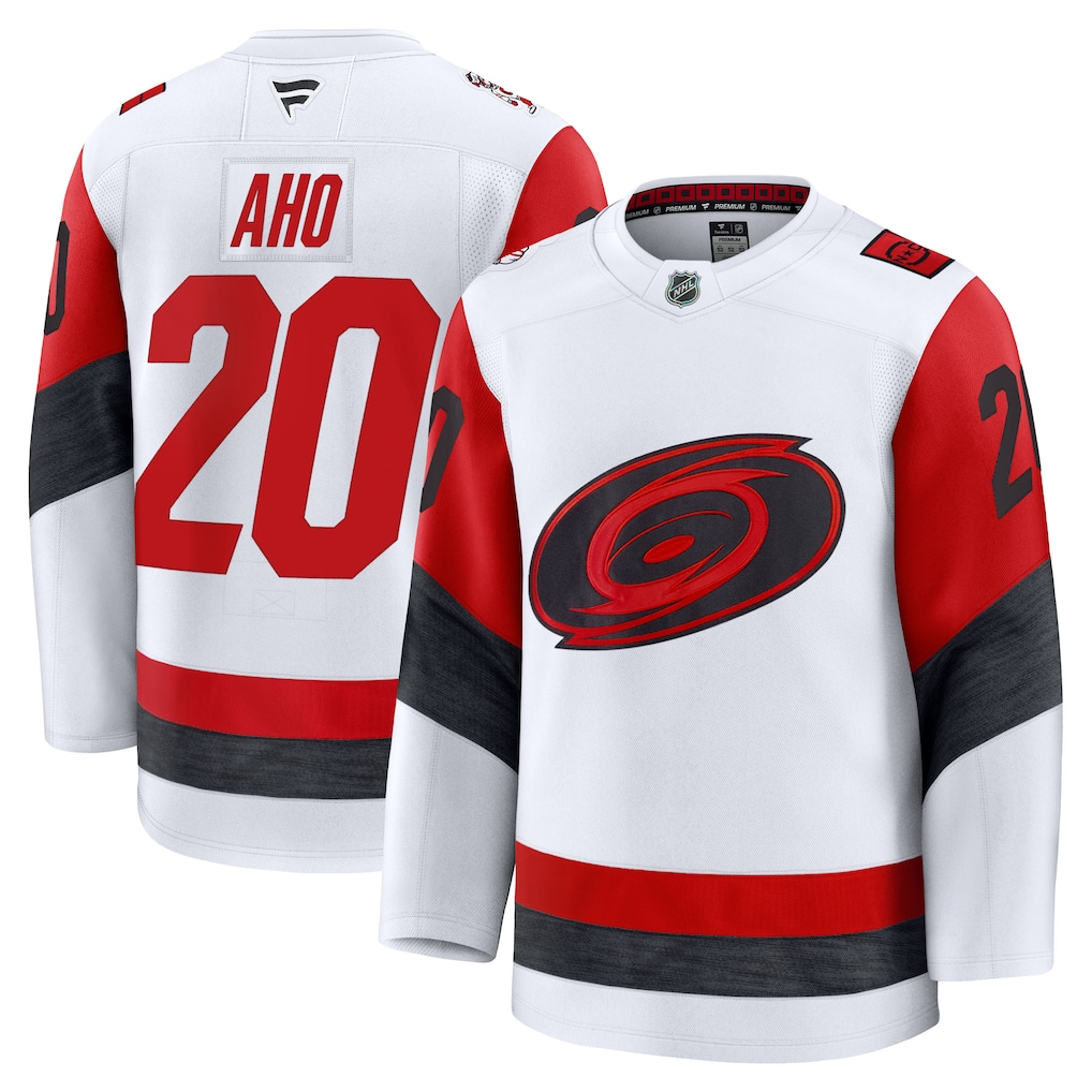 Men's Carolina Hurricanes Sebastian Aho Fanatics White Away Premium Jersey
