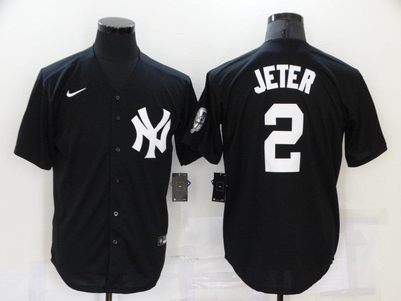 Men's New York Yankees Derek Jeter Black Replica Baseball Jersey
