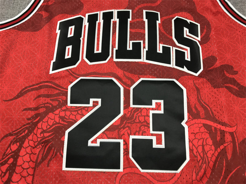 Men's Chicago Bulls Michael Jordan Red Year of Dragon Edition Swingman Jersey