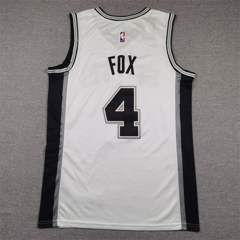 Men's San Antonio Spurs De'Aaron Fox White Swingman Jersey - Association Edition