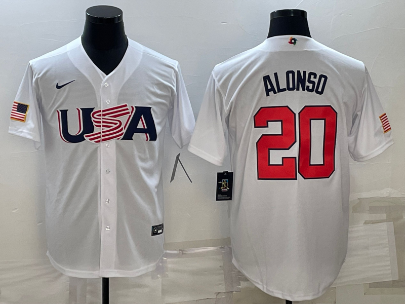 Men's 2023 World Baseball Classic Pete Alonso USA White Jersey