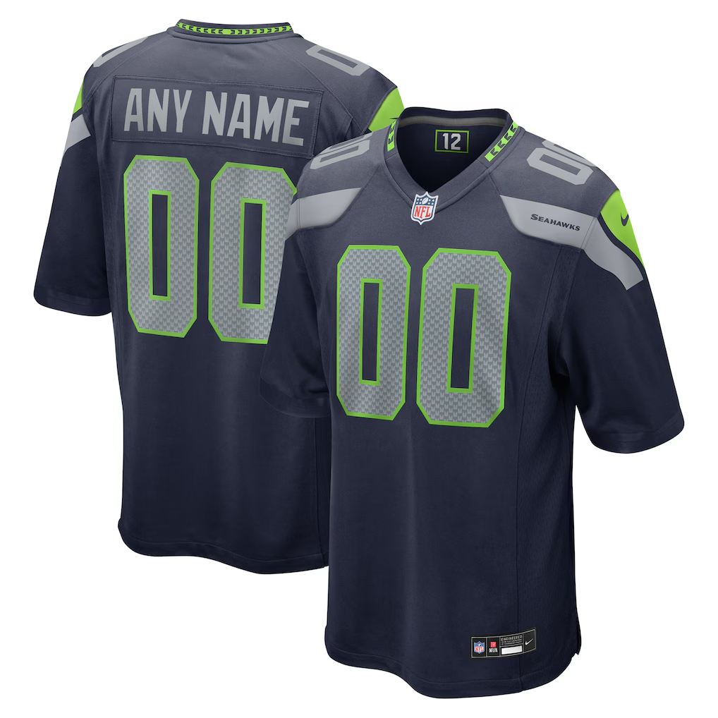 Men's Seattle Seahawks College Navy Custom Game Jersey