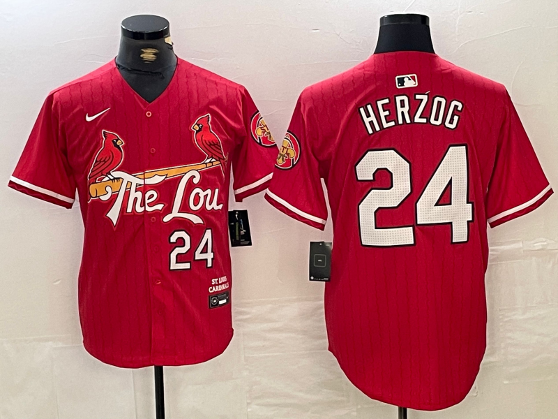 Men's St. Louis Cardinals Whitey Herzog Red 2024 City Connect Limited Player Jersey