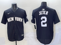 Men's New York Yankees Derek Jeter Black Lights Out Replica Player Jersey