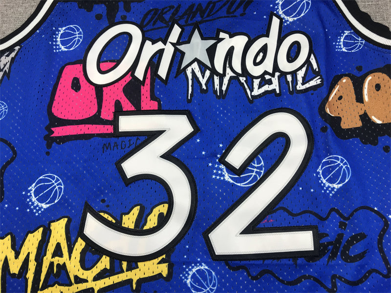 Men's Orlando Magic Shaquille O'Neal Blue Swingman Graffiti Edition Jersey
