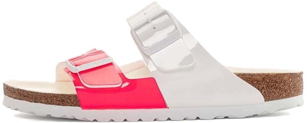 Birkenstock Arizona 1024214 Birko-Flor Narrow Fit Split Neon Pink White Sandals