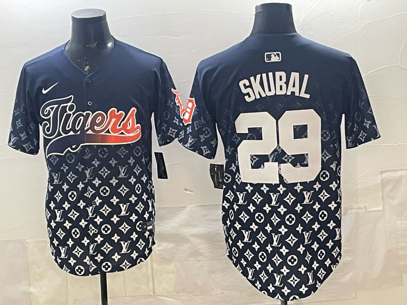 Men's Detroit Tigers Tarik Skubal Navy Game Player Jersey