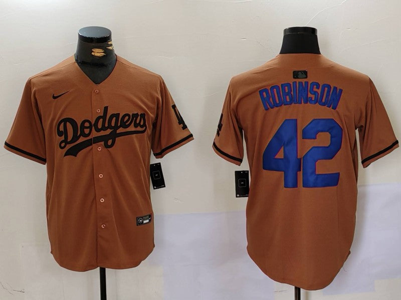 Men's Los Angeles Dodgers Jackie Robinson Brown Game Player Jersey