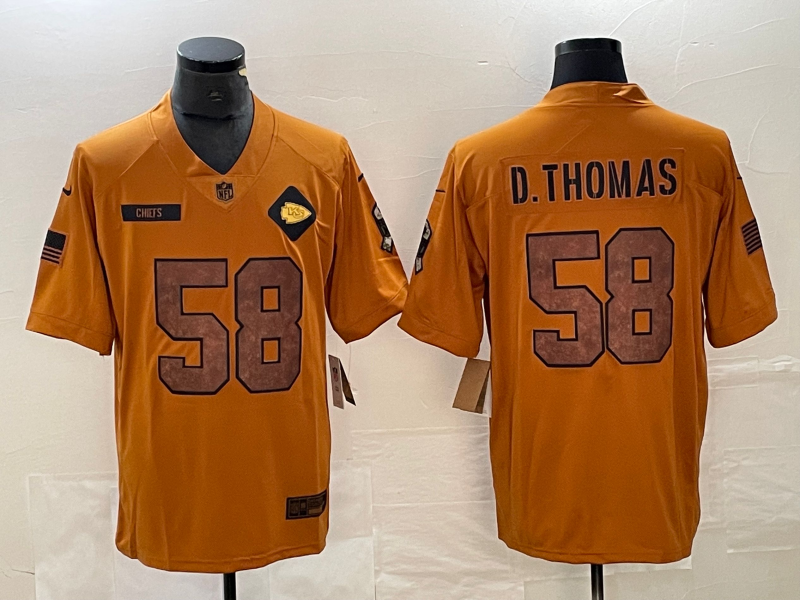 Men's Kansas City Chiefs Derrick Thomas Brown 2023 Salute To Service Retired Player Limited Jersey