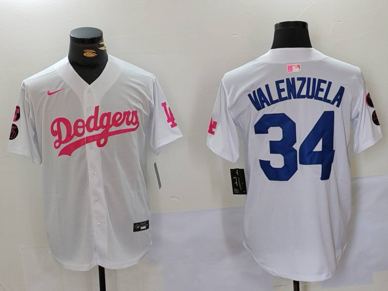 Men's Los Angeles Dodgers Fernando Valenzuela White Limited Game Player Jersey