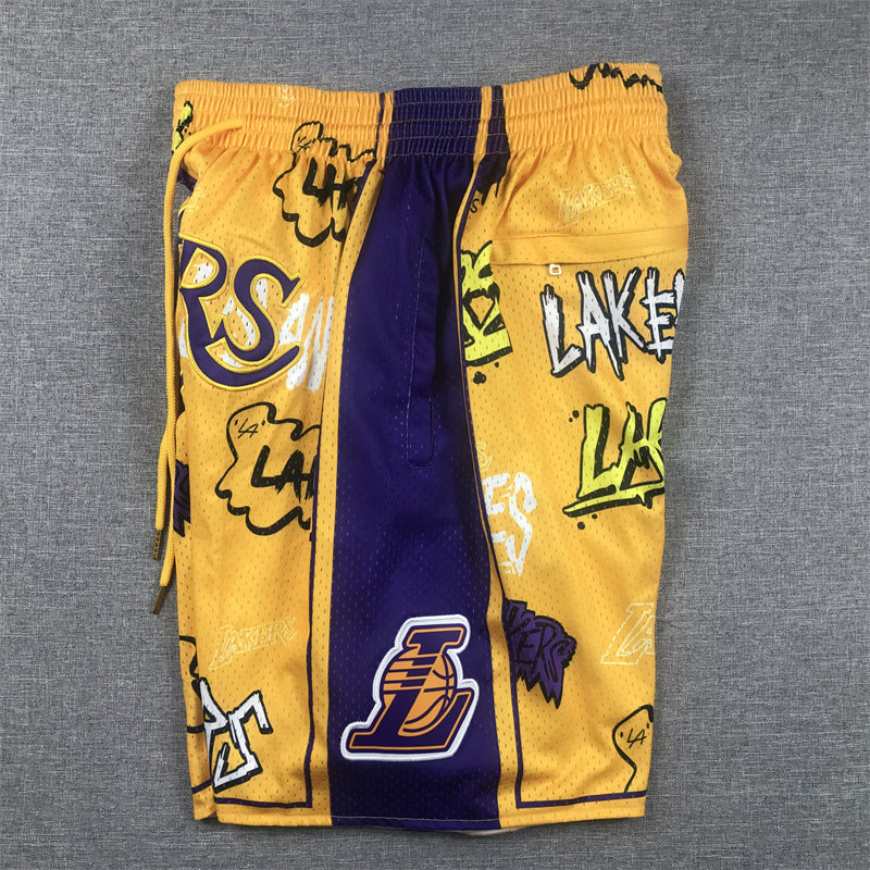 Men's Los Angeles Lakers Yellow Graffiti Edition Pocket Shorts