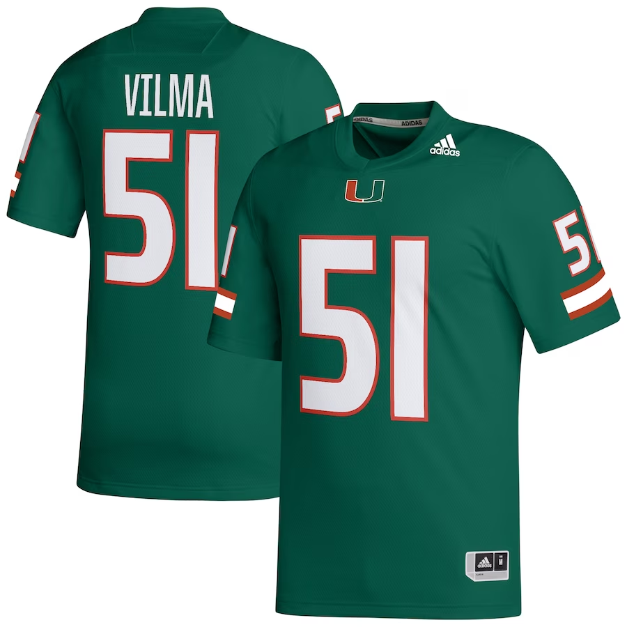 Men's Miami Hurricanes Jonathan Vilma Green Retired Football Player Jersey
