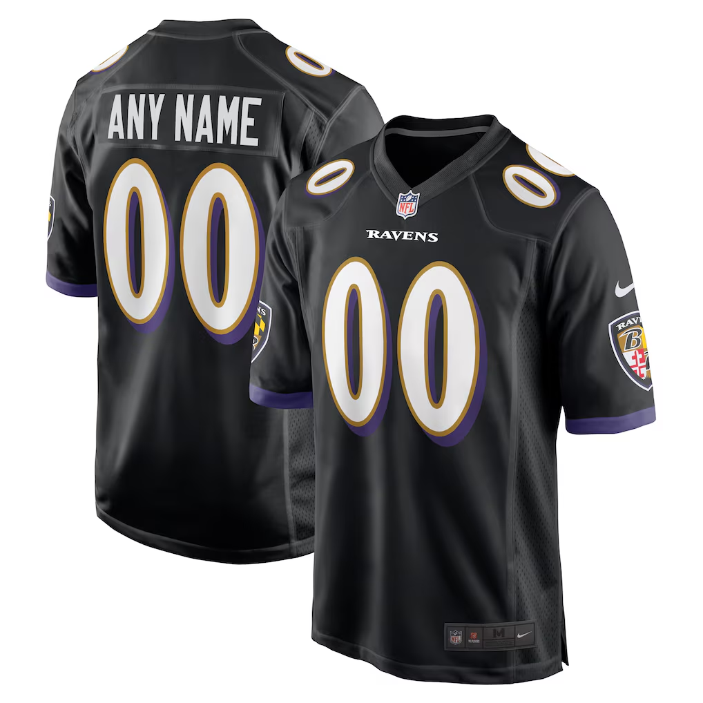 Men's Baltimore Ravens Black Alternate Custom Game Jersey