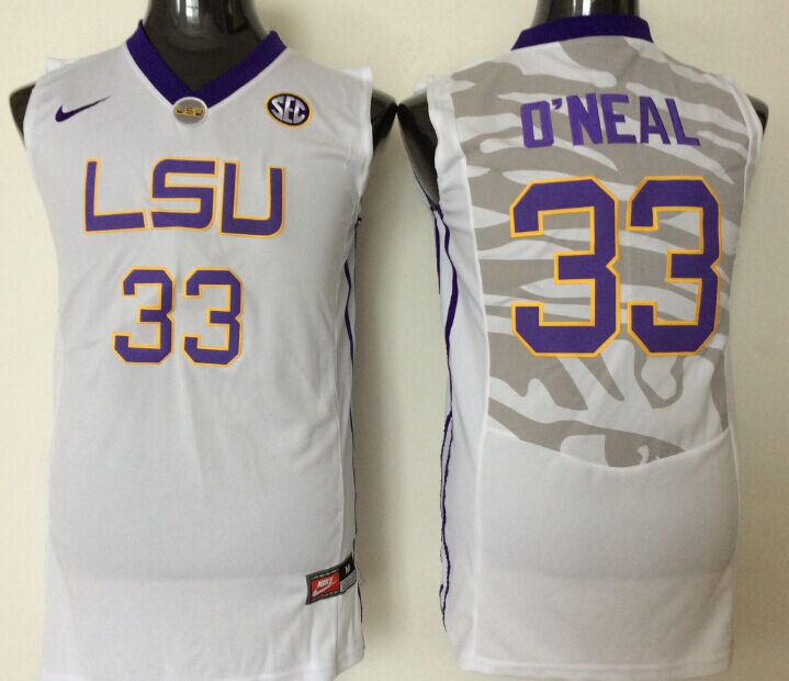 Men's LSU Tigers Shaquille O'Neal White Player Game Jersey