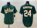 Men's Oakland Athletics Rickey Henderson Green Replica Team Jersey