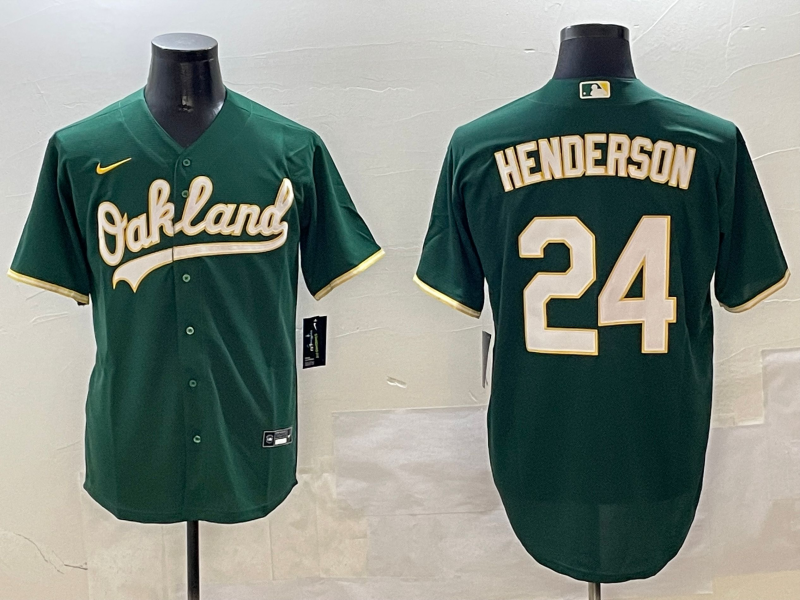 Men's Oakland Athletics Rickey Henderson Green Replica Team Jersey