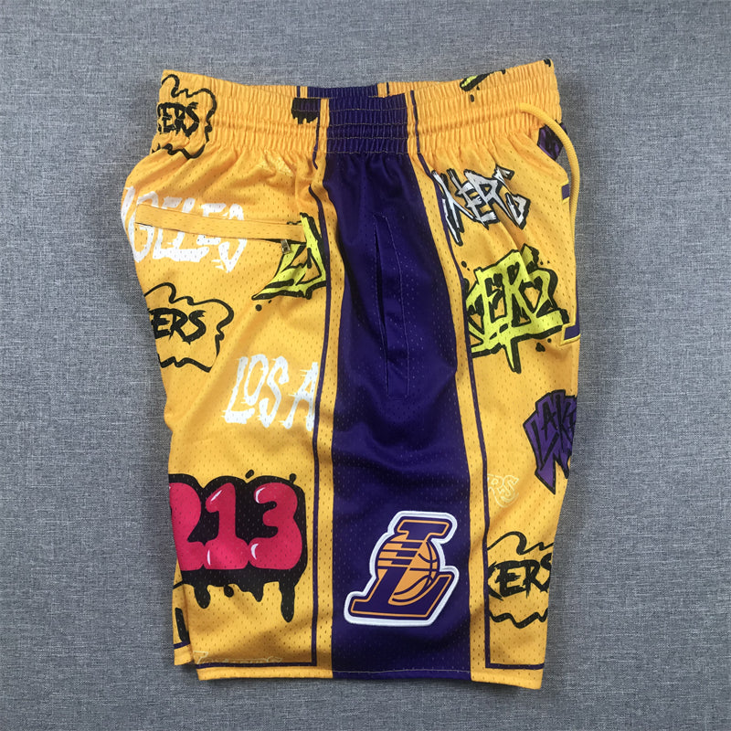 Men's Los Angeles Lakers Yellow Graffiti Edition Pocket Shorts