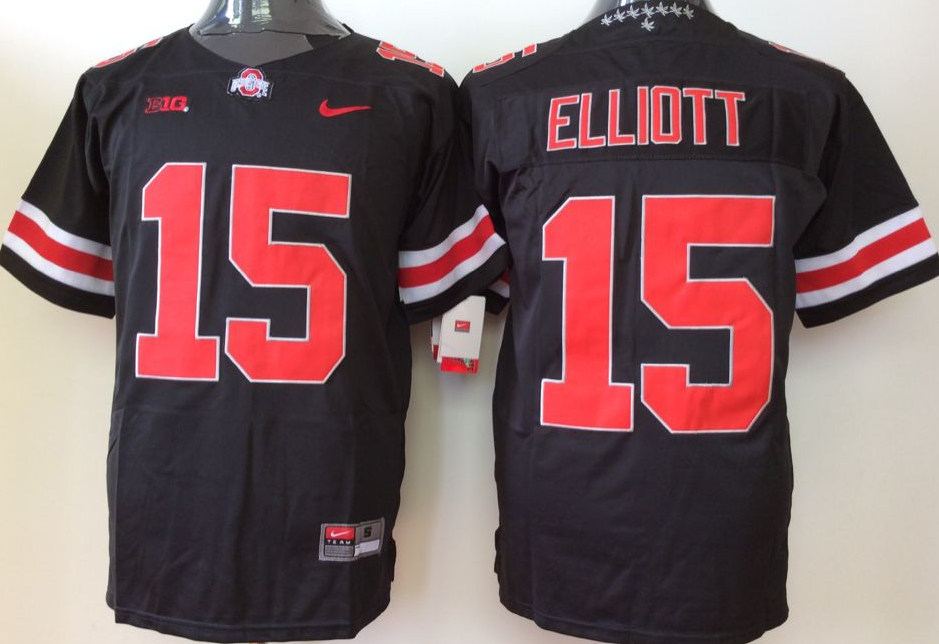Men's Ohio State Buckeyes Ezekiel Elliott Black Player Game Jersey