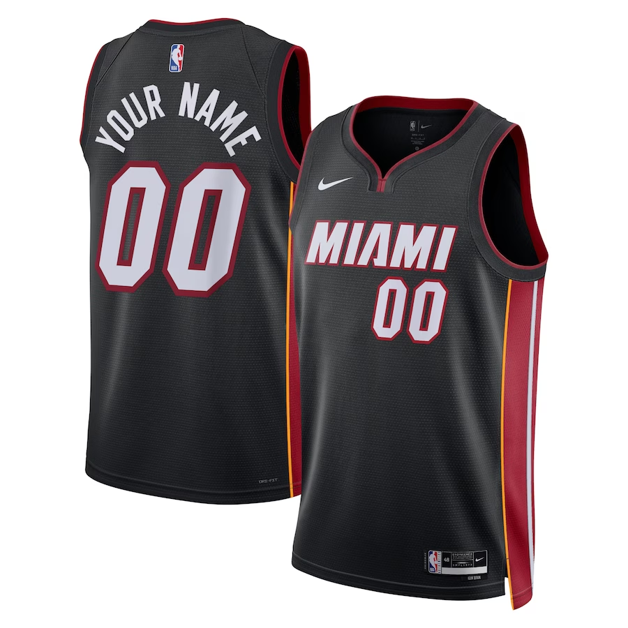 Men's Miami Heat Custom Black Swingman Jersey - Icon Edition