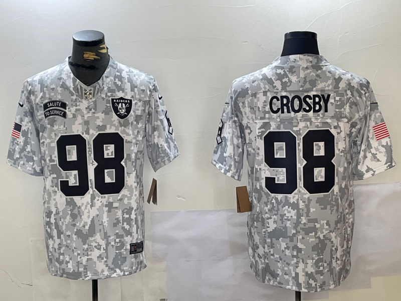 Men's Las Vegas Raiders Maxx Crosby Arctic Camo 2024 Salute to Service Limited Jersey