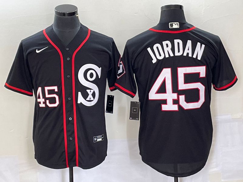 Men's Chicago White Sox Michael Jordan Black Authentic Game Jersey