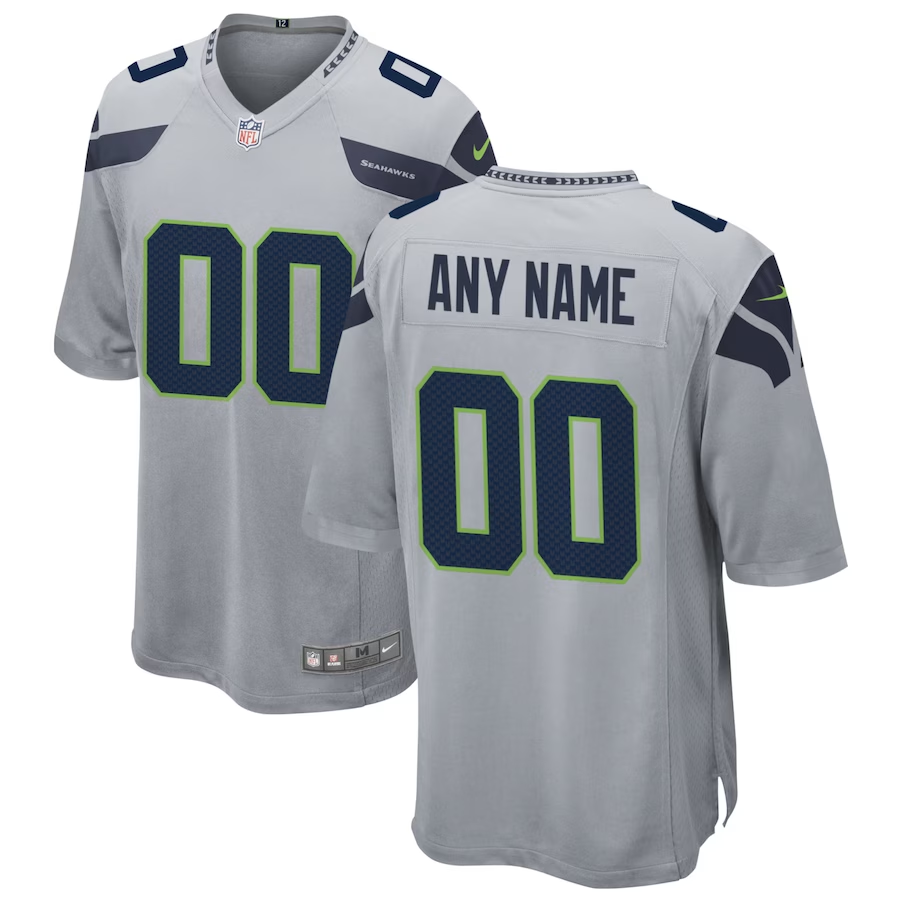 Men's Seattle Seahawks Gray Custom Game Jersey